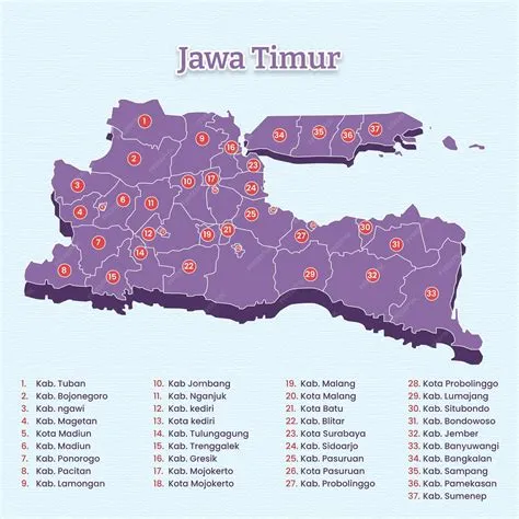 East java map template for vector assets | Premium Vector