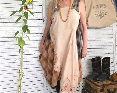 Slow Fashion Dress L, Asymmetrical Dress, Vintage Embroidery and ...