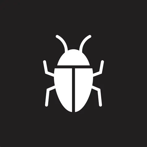 eps10 white vector program bug animal icon isolated on black background ...