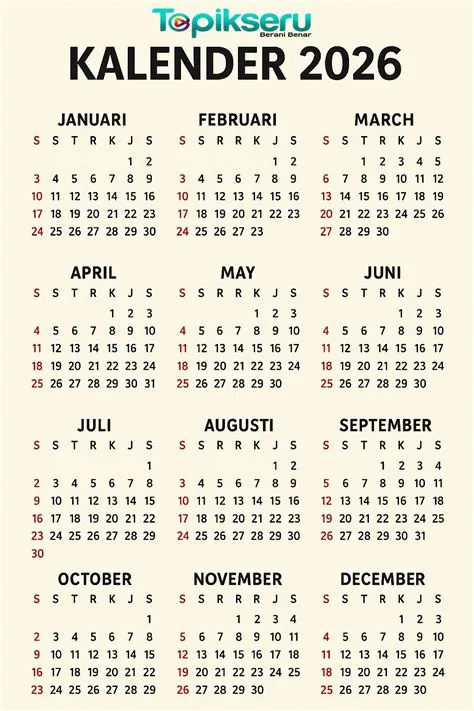 Kalender 2026 Lengkap dengan Tanggal Merah, Libur Nasional, dan Cuti ...