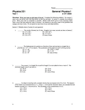 Physics 221 General Physics I - Augie - Fill and Sign Printable ...