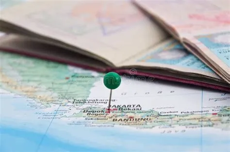Jakarta, Java, Indonesia, GreenPin and Passport, Close-Up of Map Stock ...