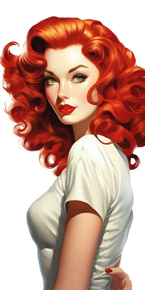 Pinup girl with red hair, size:768x1536 Red Hair Pinup, Character Art ...