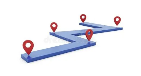 Following the Path Blue Route with Red Map Markers Illustration Stock ...