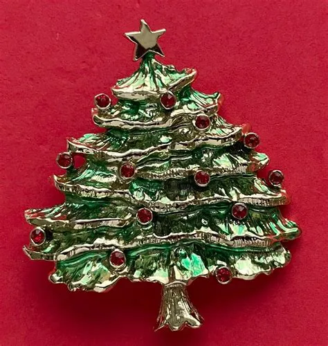 VINTAGE CHRISTMAS TREE PIN BROOCH GERRYS GERRY'S BOOK PIECE ENAMEL RS ...