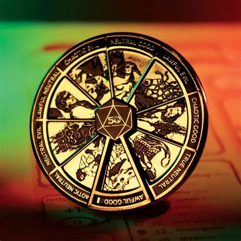 Dungeons & Dragons Gold Coloured Alignment Spinner Pin Badge ...