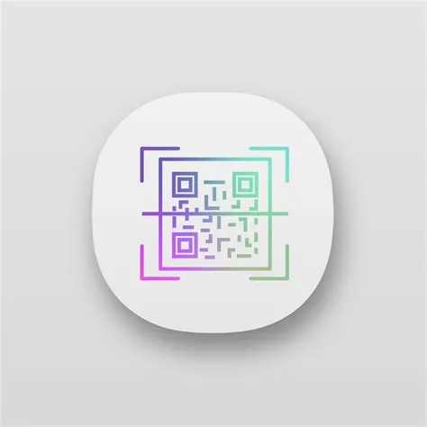 QR code scanning app icon. UI UX user interface. 2D code reading app ...