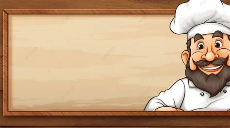 Vector Illustration Of A Playful Chef On A Rustic Wooden Textured Menu ...