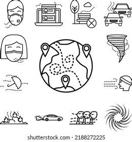 Air Pollution Global Pin Icon Collection Stock Vector (Royalty Free ...