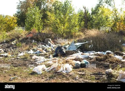 Kryvyi Rih, Ukraine. October 3, 2019 the forest is polluted by waste ...