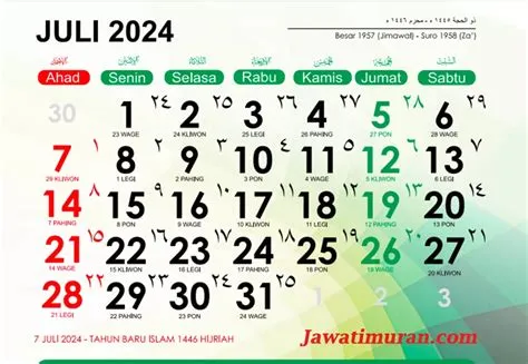 Inilah Kalender Jawa Juli 2024 Lengkap Weton Untuk Menghitung Hari Baik