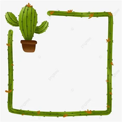 Cute Cactus White Transparent, Cute Border Cactus With Flower, Border ...