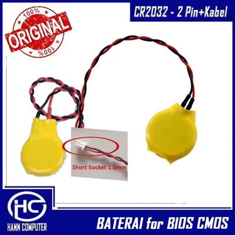 Jual BATERAI BIOS CMOS CR2032 CABLE KABEL UNIVERSAL UNTUK LAPTOP 2 PIN ...