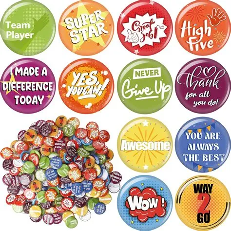 Amazon.com: Highergo 204 Pcs Reward Button Pins Mini Recognition Round ...