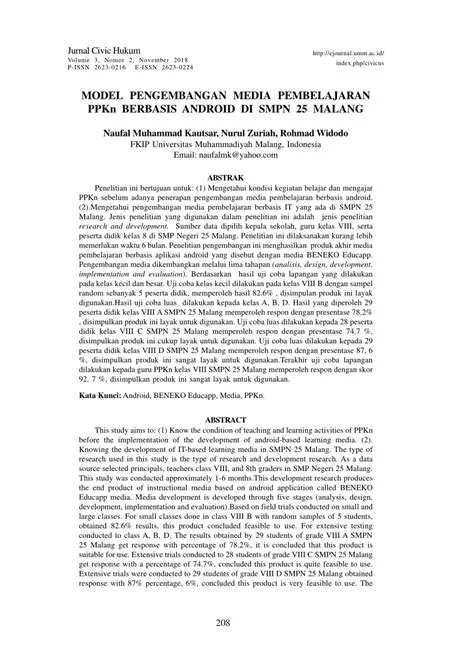 (PDF) MODEL PENGEMBANGAN MEDIA PEMBELAJARAN PPKn BERBASIS ANDROID DI ...