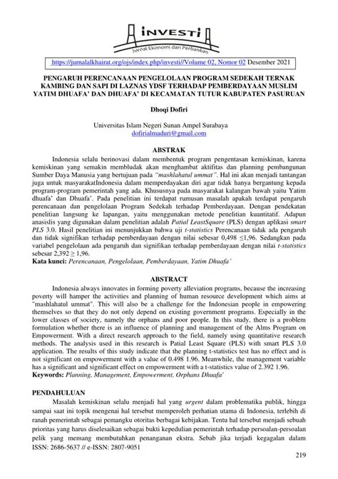 (PDF) PENGARUH PERENCANAAN PENGELOLAAN PROGRAM SEDEKAH TERNAK KAMBING ...