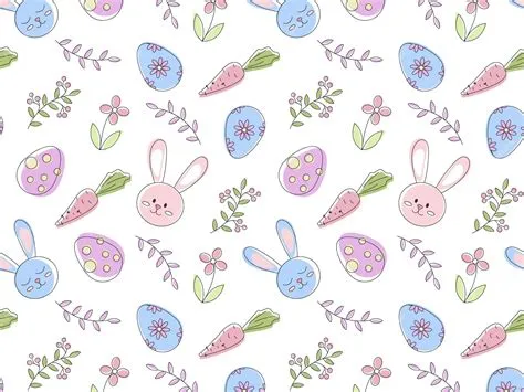 Premium Vector | Seamless Easter pattern with eggs and bunnies in ...