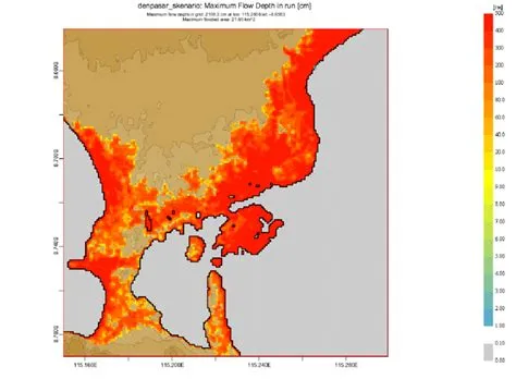 Gambar 8. Peta genangan tsunami wilayah Denpasar hasil komposit antara ...