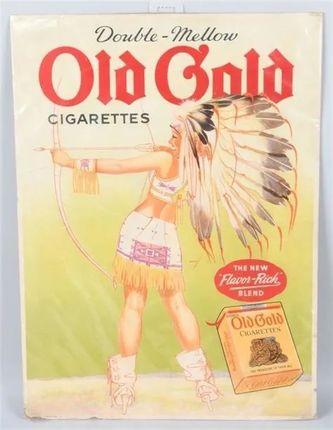 OLD GOLD CIGARETTES PINUP INDIAN GIRL SIGN | #3851493127