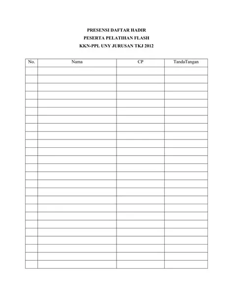 Presensi daftar hadir | DOCX