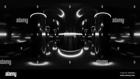dark empty abstract futuristic room with a central column 360 panorama ...