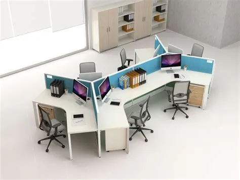 Office workstation for 6 person | Office layout, Office layout ideas ...