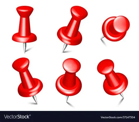 Collection various red push pins Royalty Free Vector Image