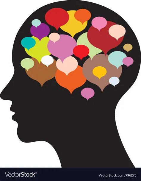 Silhouette with thought bubbles Royalty Free Vector Image