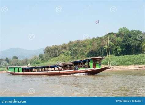 Huay Xai, Laos - Mar 03 2015: Slow Boat Cruise on the Mekong Riv ...