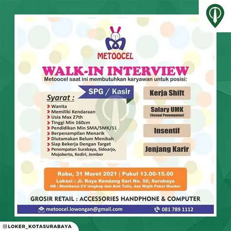 Loker Surabaya - Hallo Arek Suroboyo, Metoocel lagi ngadain Walk-in ...