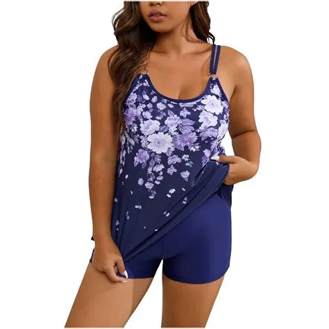 DJskiyers Womens Plus Size Bathing Suits Two Piece Tankini Sets Modest ...