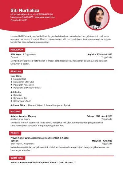 7 Contoh CV Apoteker Fresh Graduate & Berpengalaman | Contoh CV Lamaran ...