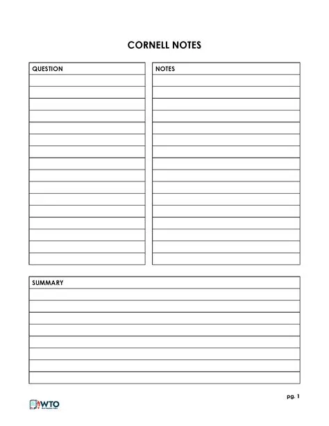 Cornell Notes Full Size Template