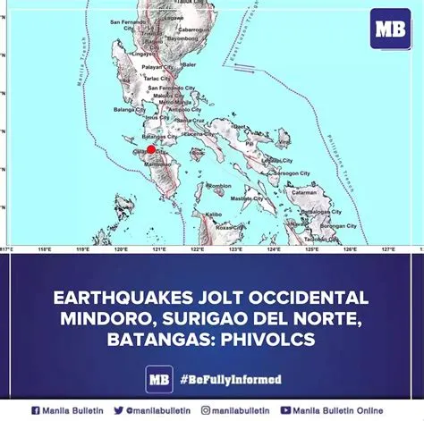 Earthquakes jolt Occidental Mindoro, Surigao Del Norte, Batangas ...