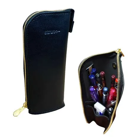 【L-高さ192mm_15本_黒色】STRUO 立てるペンケース 革 ブラック 黒 BLACK 大容量 筆箱 ブランド 栃木レザー 高級 立 ...