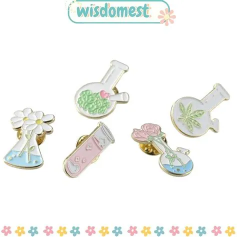 Wisdomest ดอกไม้ Kawaii Pins, 0.4-0.8*1.1 นิ้วขวดหลอดทดลองกระเป๋าเป้ ...