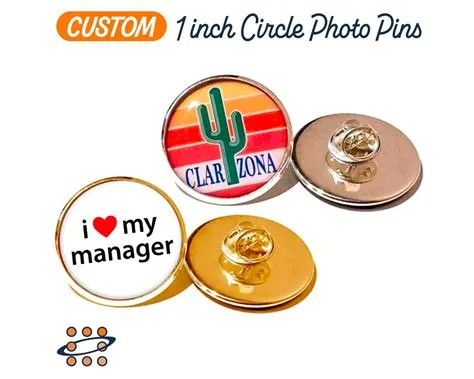 1 Inch Custom Photo Pins Silver and Gold Circle Lapel Pins Personalized ...