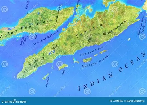 Geographic Map of Sumatra Island with Important Cities Stock Photo ...