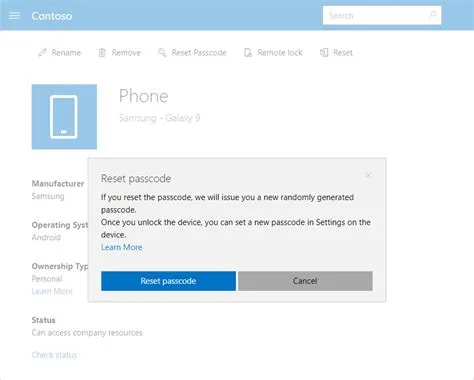 Reset device passcode from Intune Company Portal website - Microsoft ...