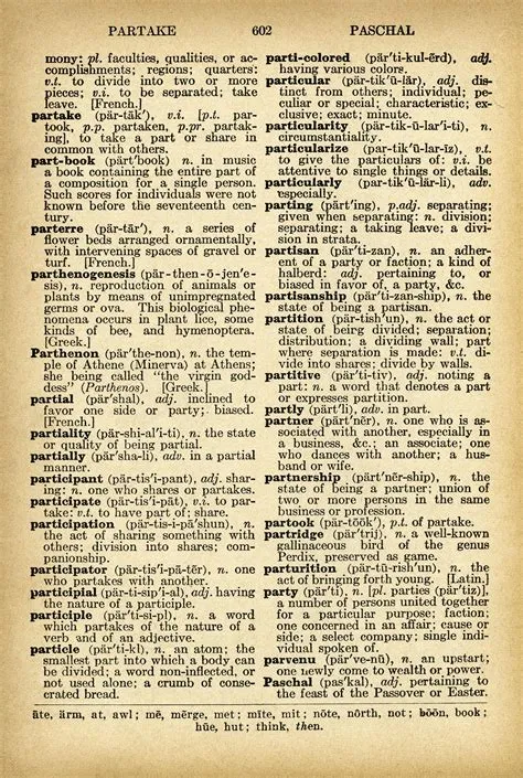 Partner Partridge Party Dictionary Page