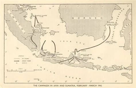 Battle of the Java Sea, 27th February 1942. Allied Japanese movements ...