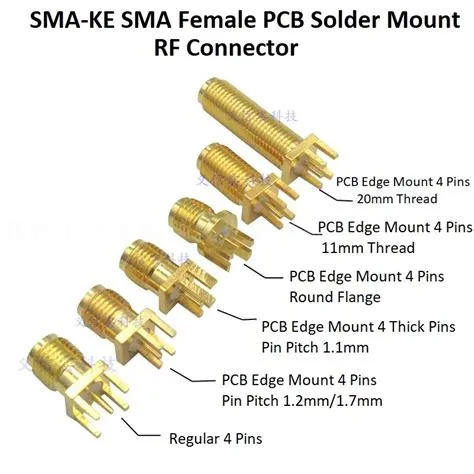 SMA-KE-SMA-Female-4-Pins-Solder-PCB-Edge-Mount-RF-Coaxial-Connector-PCB ...