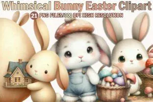 Whimsical Bunny Easter Clipart Graphic by Sublimation Design · Creative ...