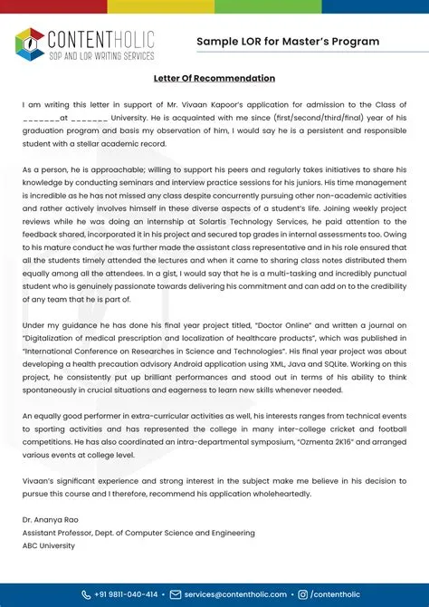 Academic LOR Samples, Formats, and Examples in 2025-26