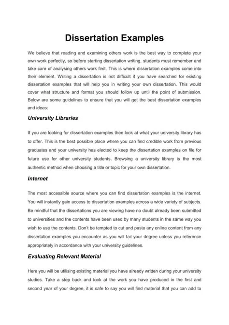 Dissertation Examples | Sample Dissertations | PDF