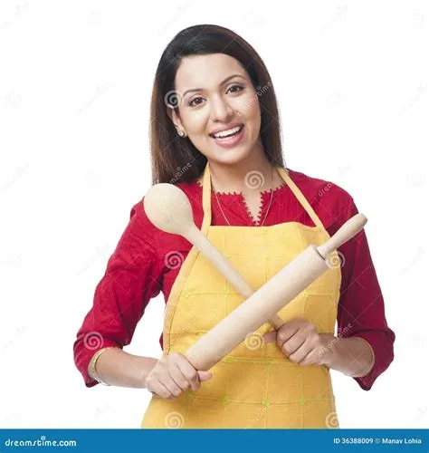 Woman Holding Rolling Pin and Wooden Spoon Stock Image - Image of ladle ...