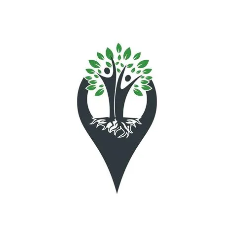 Family tree roots and GPS icon logo design. Family tree and pin point ...