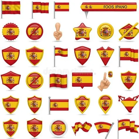 Various Icons Featuring the Flag of Spain, Which Consists of Red and ...