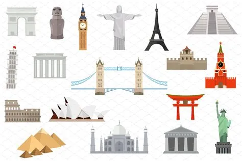 Famous Landmarks Worldwide Vector Logos
