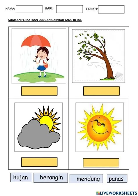 Cuaca -KD worksheet | Tracing worksheets preschool, Alphabet worksheets ...